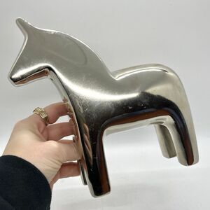 Vintage Ikea Finansiell Dala Horse Cast Aluminum Scandinavian Sweden Figure MCM